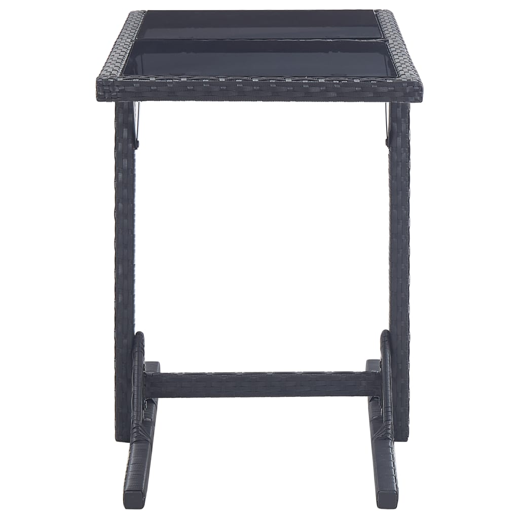 Gartentisch Schwarz 110×53×72 cm Glas und Poly Rattan